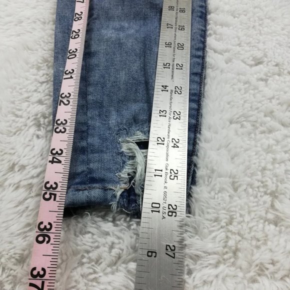 American Eagle Womens Jeans Jeggings Next Level Stretch Blue Denim Rip Short 4S - Picture 5 of 12